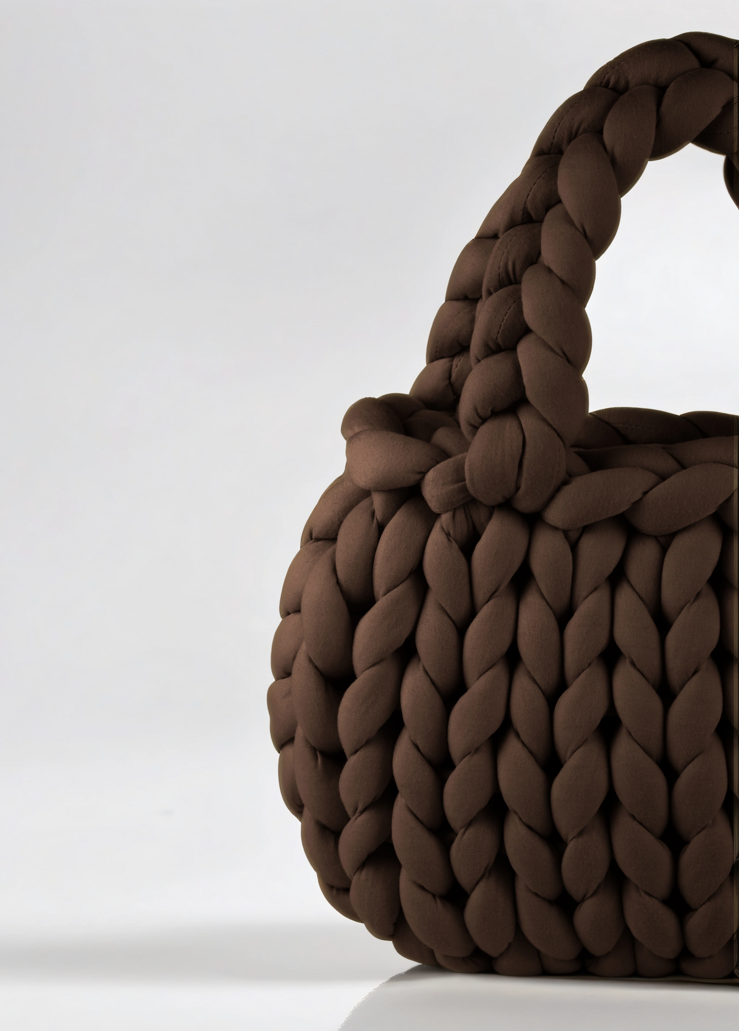 Brown color Chunky bag hobo shaped double handle closed up half bag