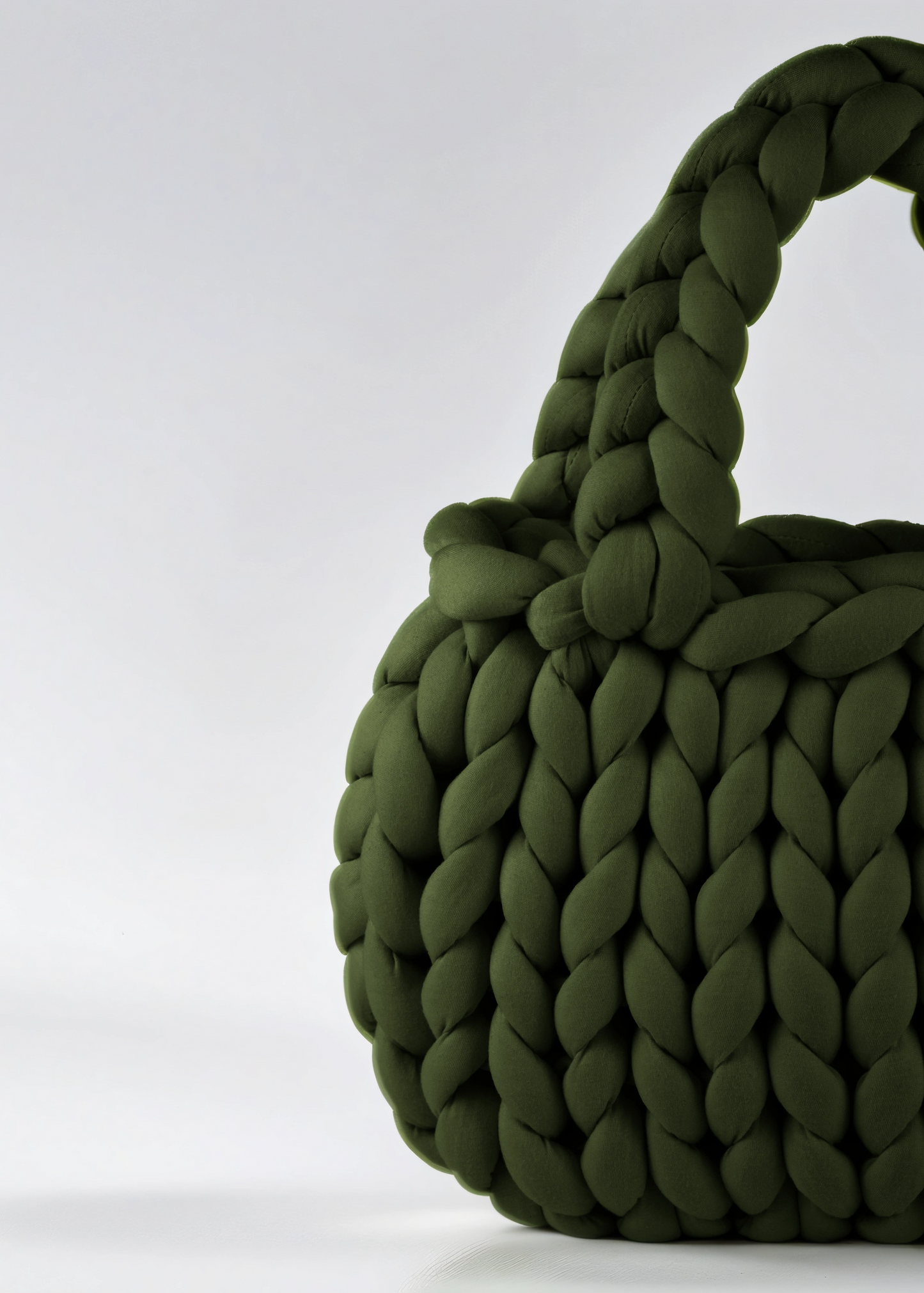 Green color Chunky bag hobo shaped double handle closed up half bag