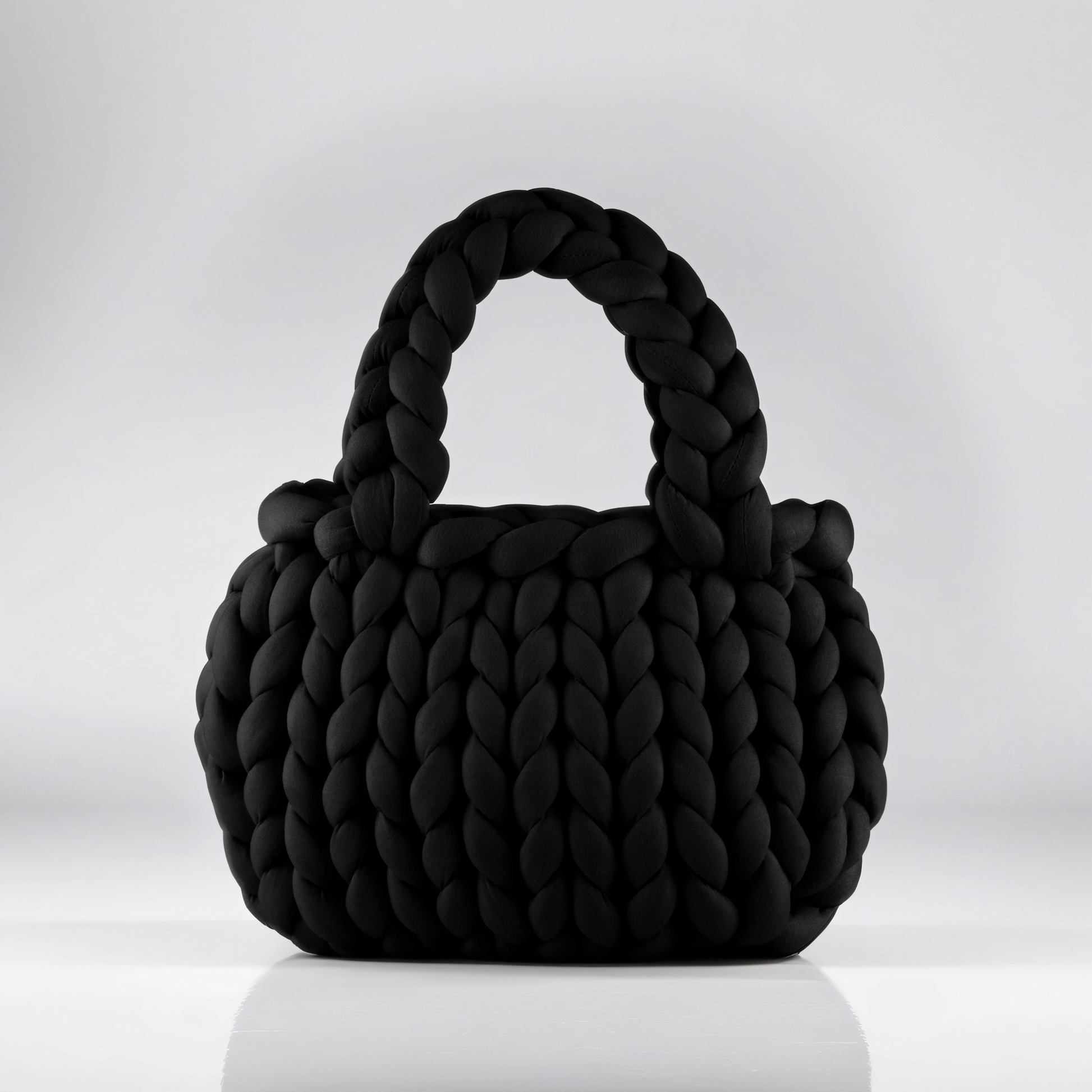 Black color Chunky bag hobo shaped double handle