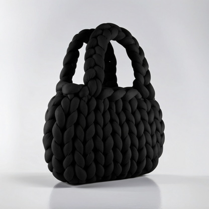 Black color Chunky bag hobo shaped double handle diagonal 