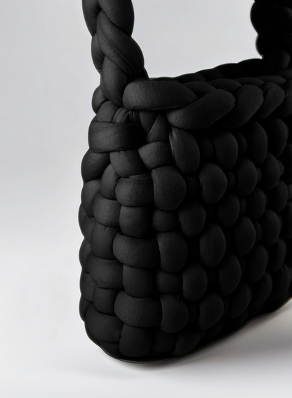 Black color Chunky bag chessboard shaped closed up 