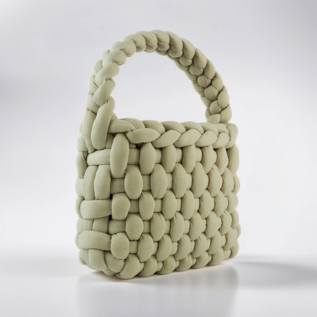 Cream color Chunky bag chessboard shaped diagonal 