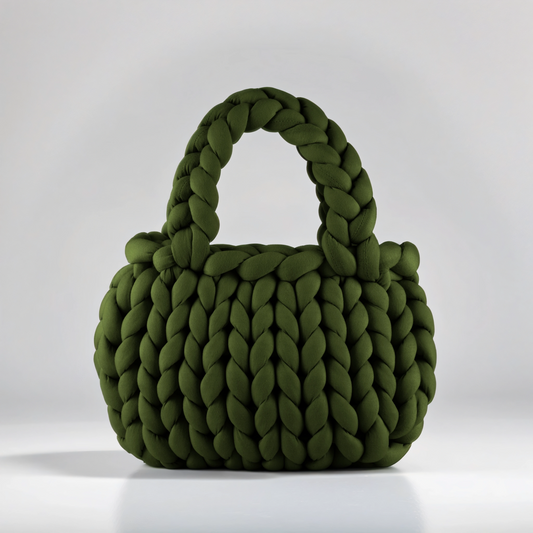 Green color Chunky bag hobo shaped double handle