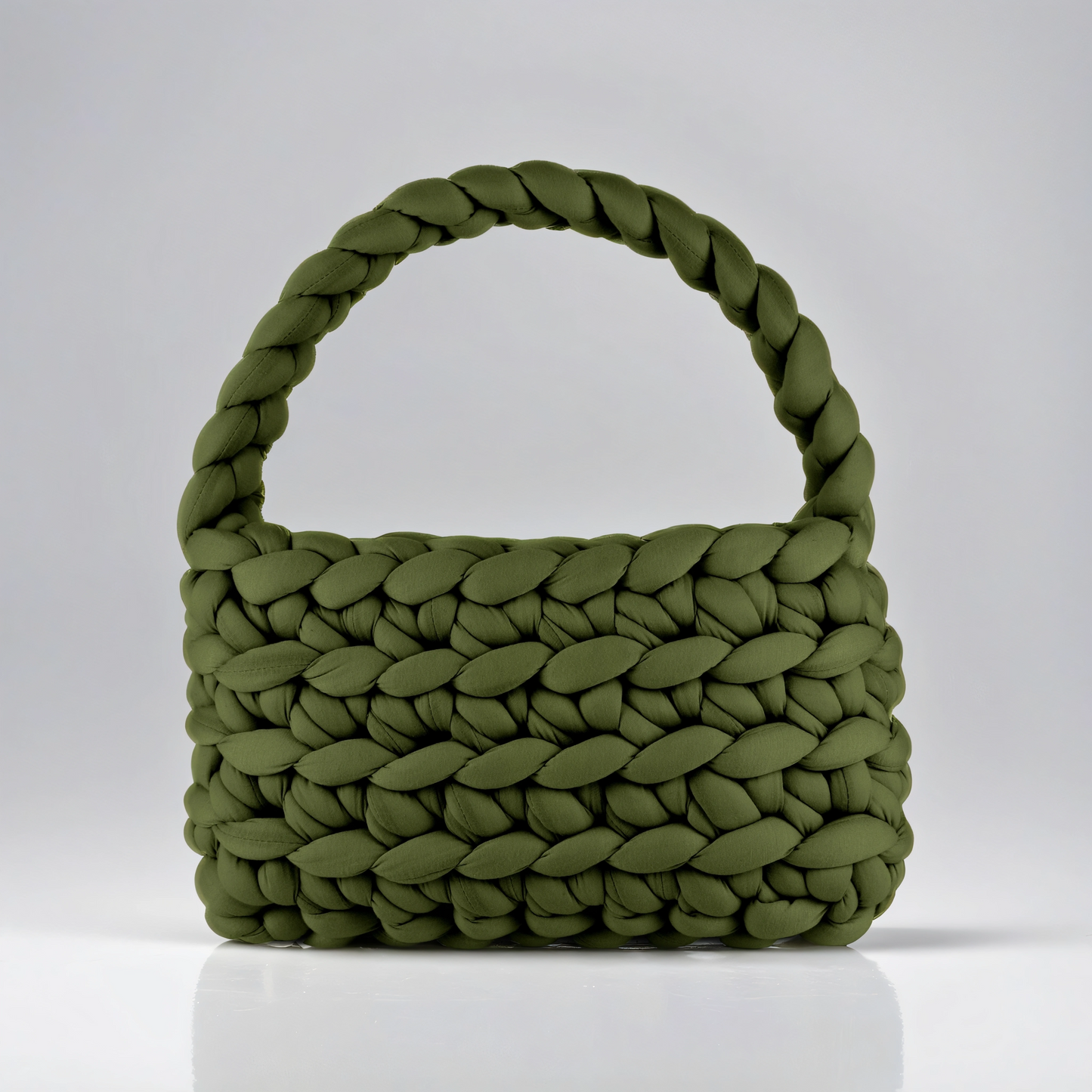 Green color Chunky bag baguette-shaped 