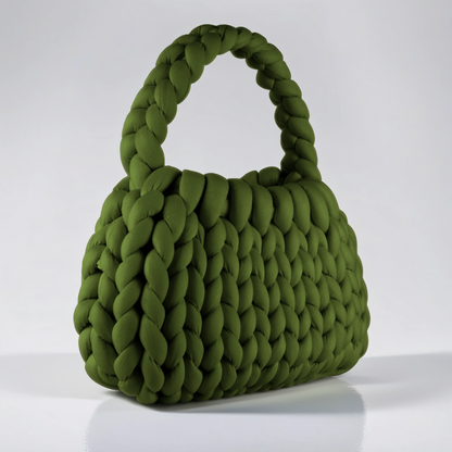 Green color Chunky crescent shaped bag diagonal 