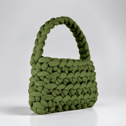 Green color Chunky bag baguette-shaped diagonal 