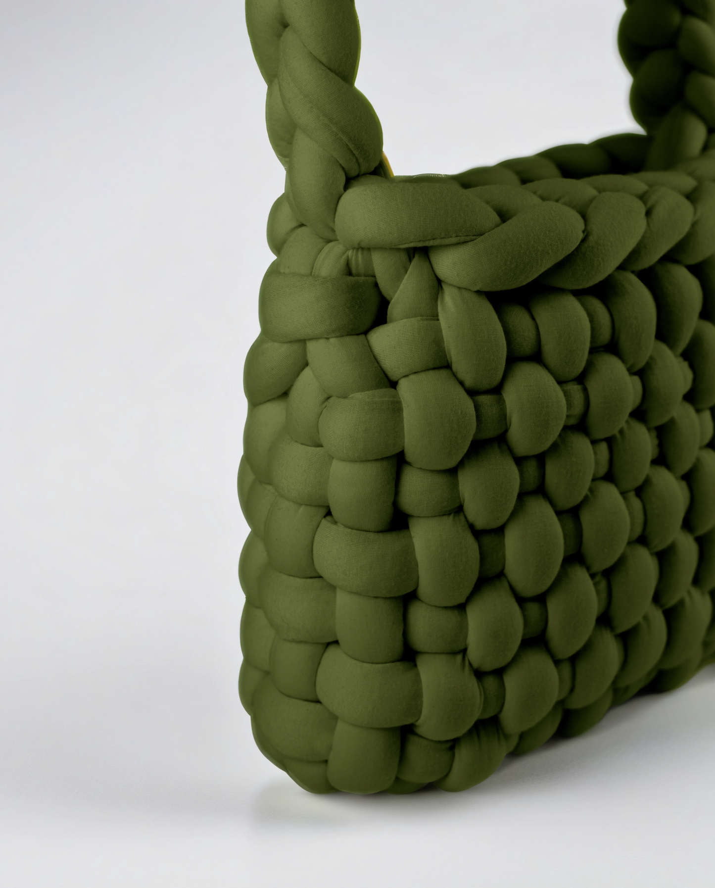 Green color Chunky bag chessboard shaped closed up