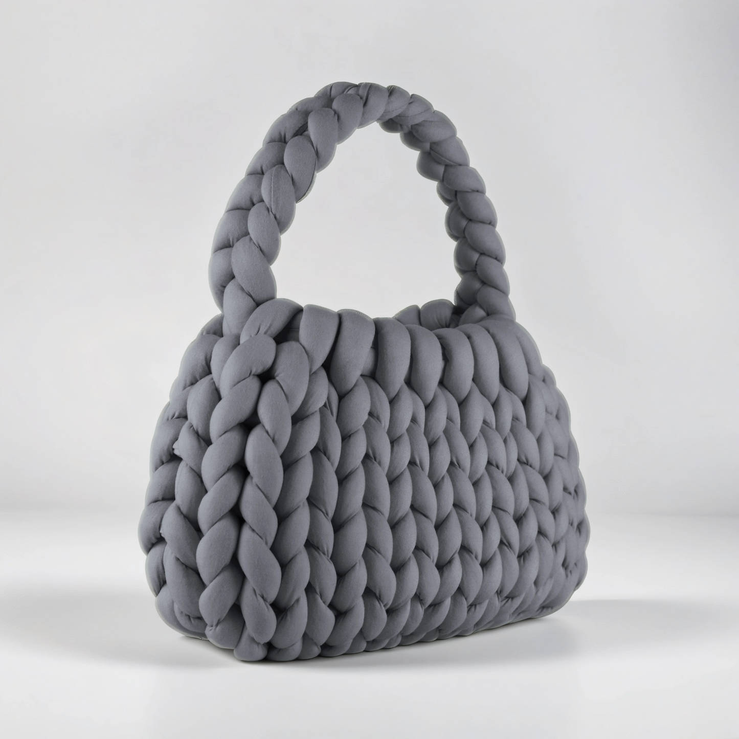 Light grey color Chunky crescent shape bag diagonal 