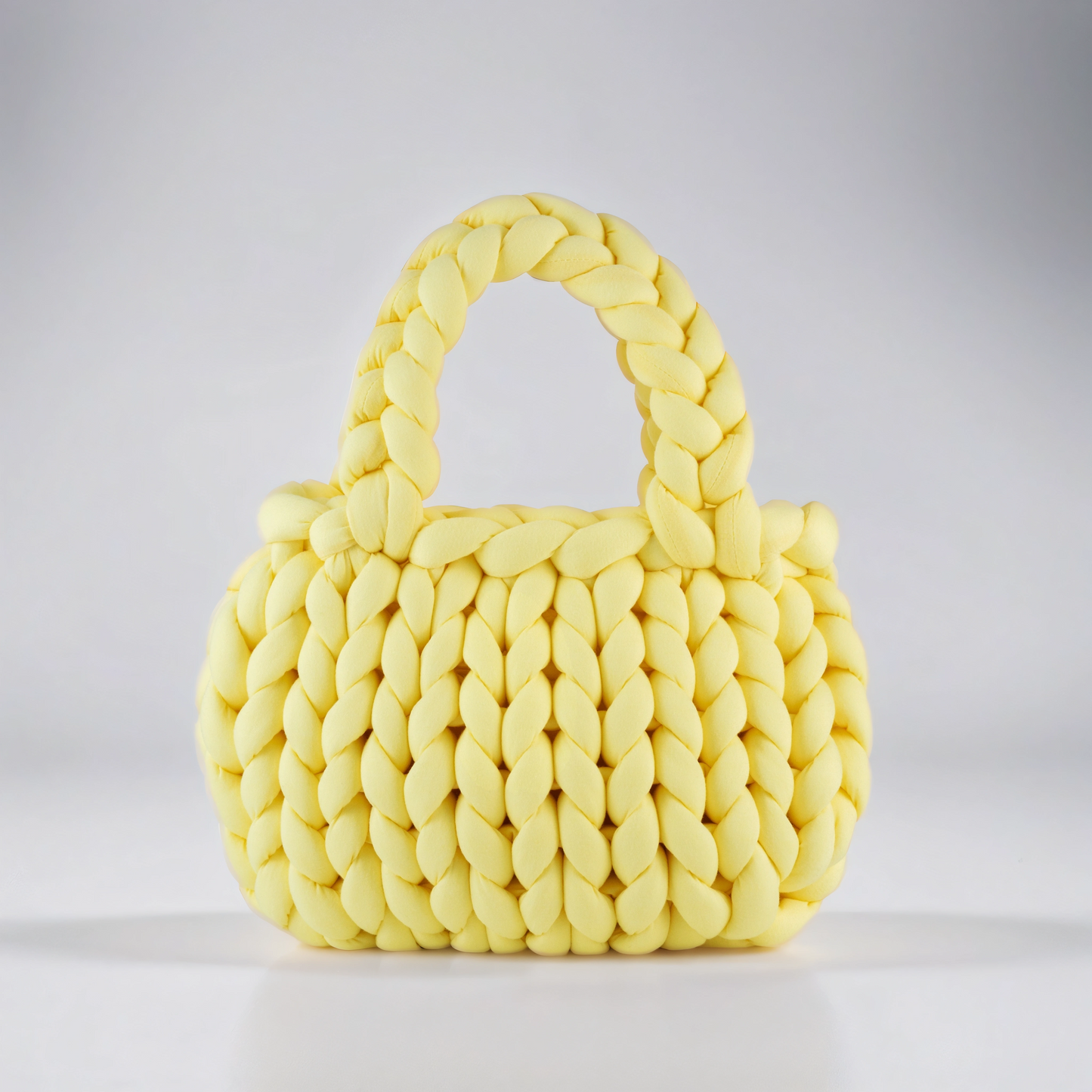 Yellow color Chunky bag hobo shaped double handle 