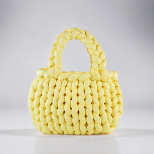 Yellow color Chunky bag hobo shaped double handle 